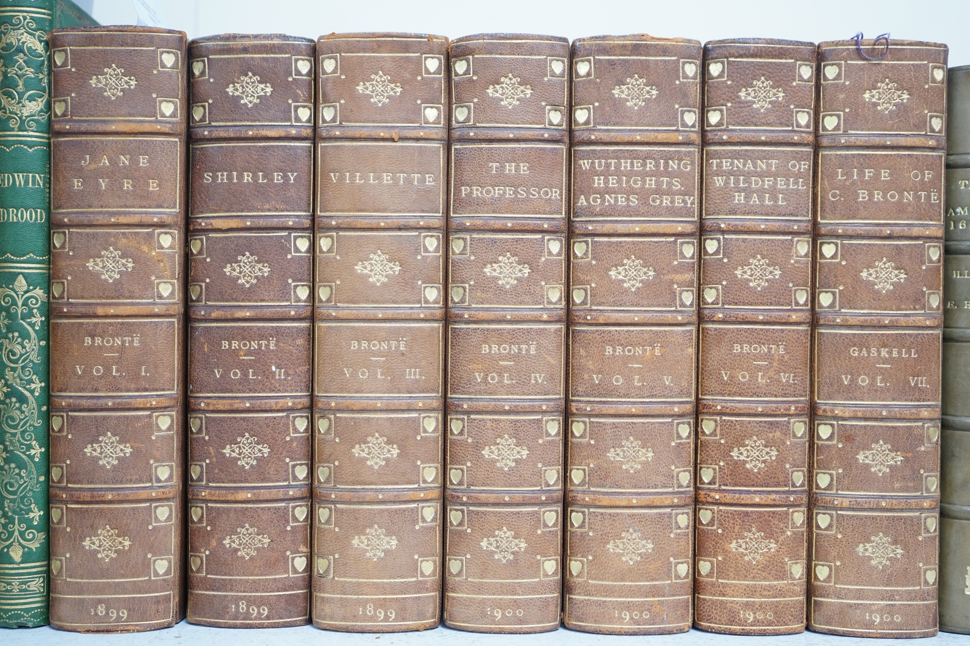 Bronte Sisters - The Life and Works of Charlotte Bronte and Her Sisters. With introductions to the works by Mrs. Humphrey Ward...The Haworth Edition, 7 vols. with facsimile titles, 5 etched and num. photo. plates; earlie